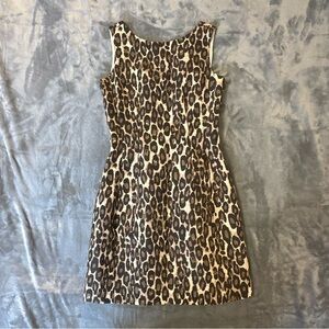 Kate Spade New York Size 4 Autumn Leopard Domino Cotton & Silk Sleeveless Dress